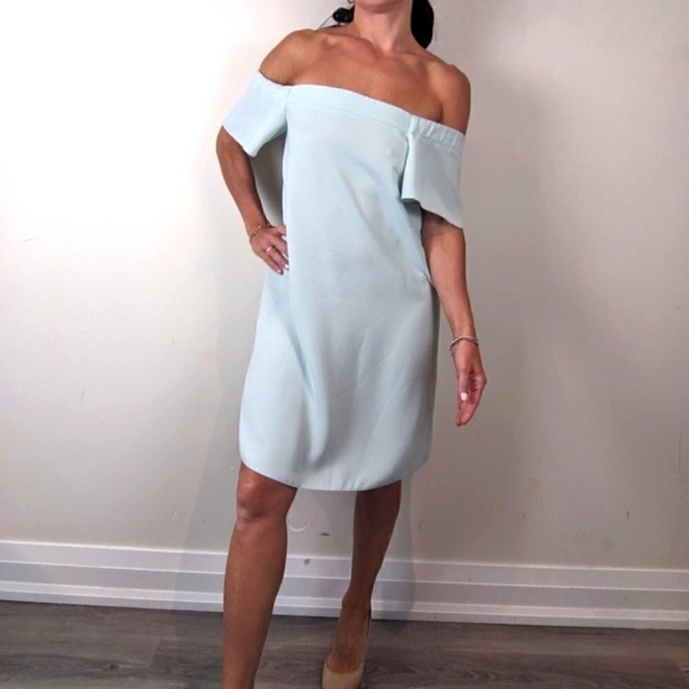 Topshop mint Bardot off the shoulder Dress Size 4